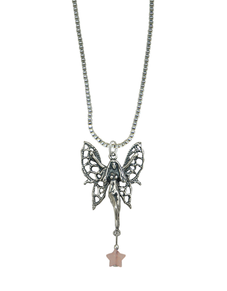 Sterling Silver Filigree Flying Fairy Pendant